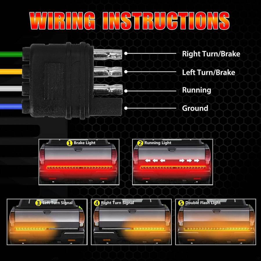 60 Inch Truck Led Strip Light Bar Flowing Turn Signal Lamp with Reverse Light for Offroad SUV Pickup