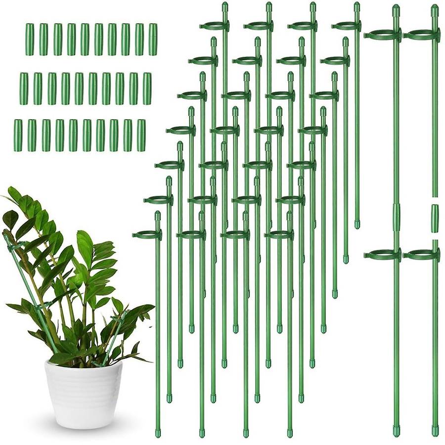 60 Pcs Adjustable Plant Support Stakes Garden Single Stem Support Stake Plant Cage Support Rings wit