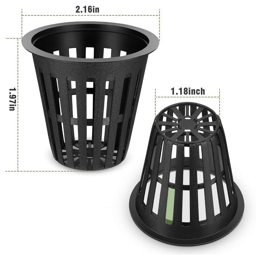 60 Pack 2 Inch Slotted Mesh Wide Lip Plant Net Basket Compatible Hydroponics