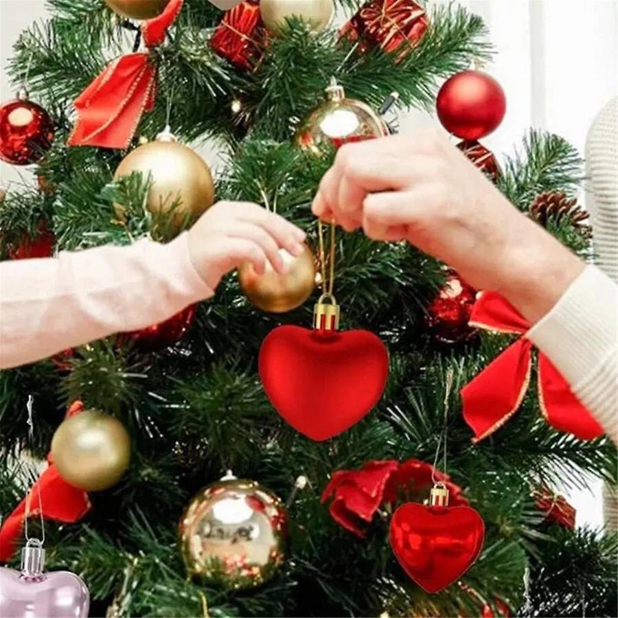 60pcs Love Christmas Tree Pendant Christmas Peach Heart Electroplated Ball Party Wedding Home Decora