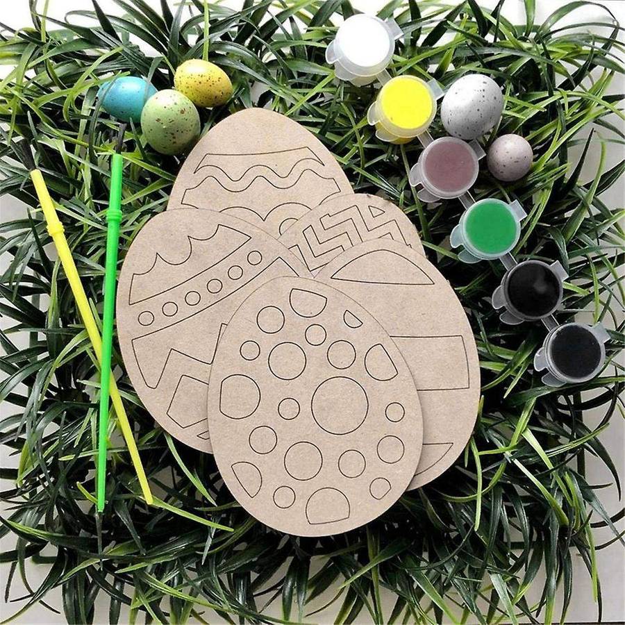 60PCS Wooden Rabbit Pendants Easter Egg Hanging Ornament for Happy Easter Home Party Decoration Kids