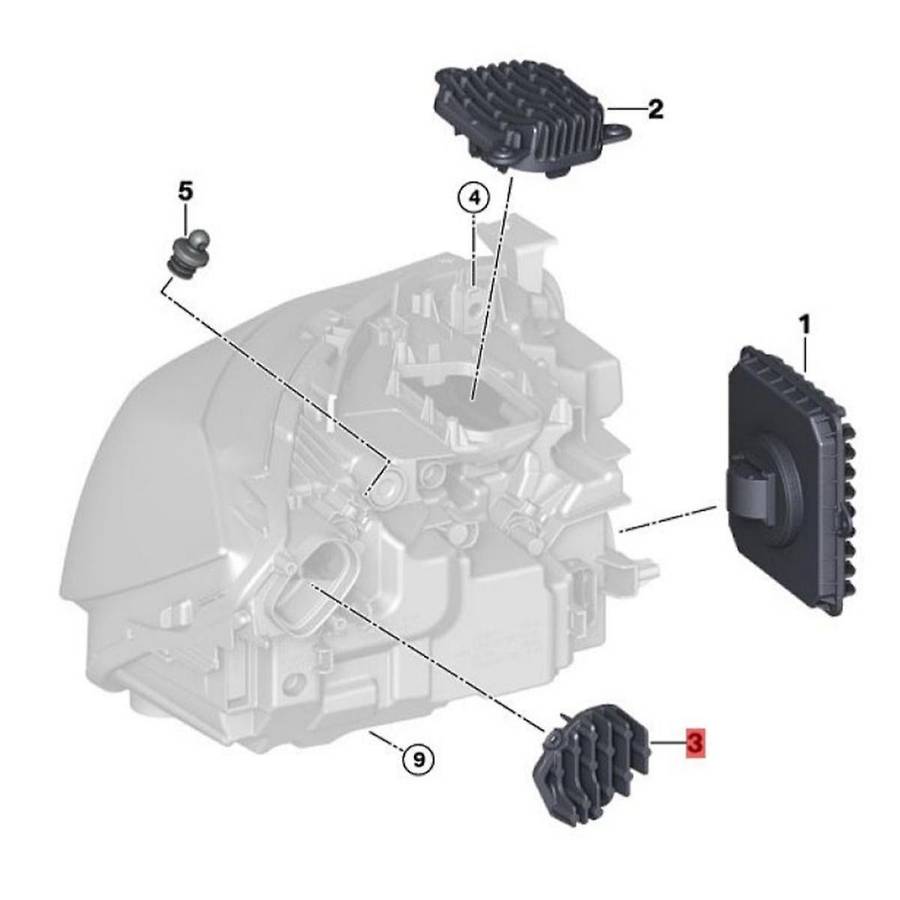 63117470430 Right Front Headlight Led Module for 3 Series F34 Gt 2015-2019 Turn Signal Control Unit