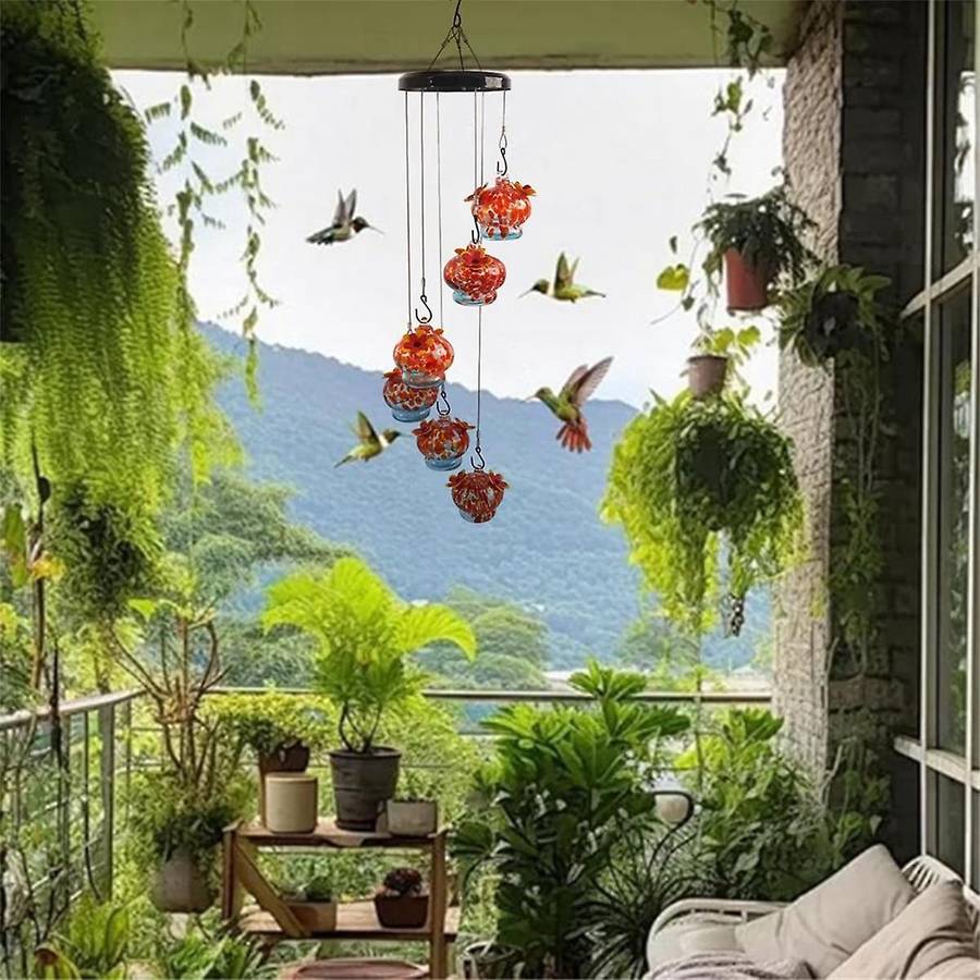 6-Hooked Glass Window Bird Feeder with Ant Moat, Hanging Bird Feeder, Garden Decorative Bird Feeder