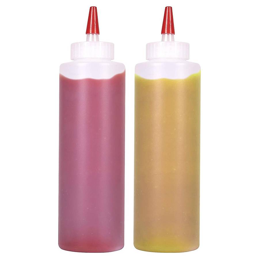 6pc Squeeze Squirt Condiment Bottles for Sauces - 16 Ounce - Perfect Containers for Ketchup, Bbq, S