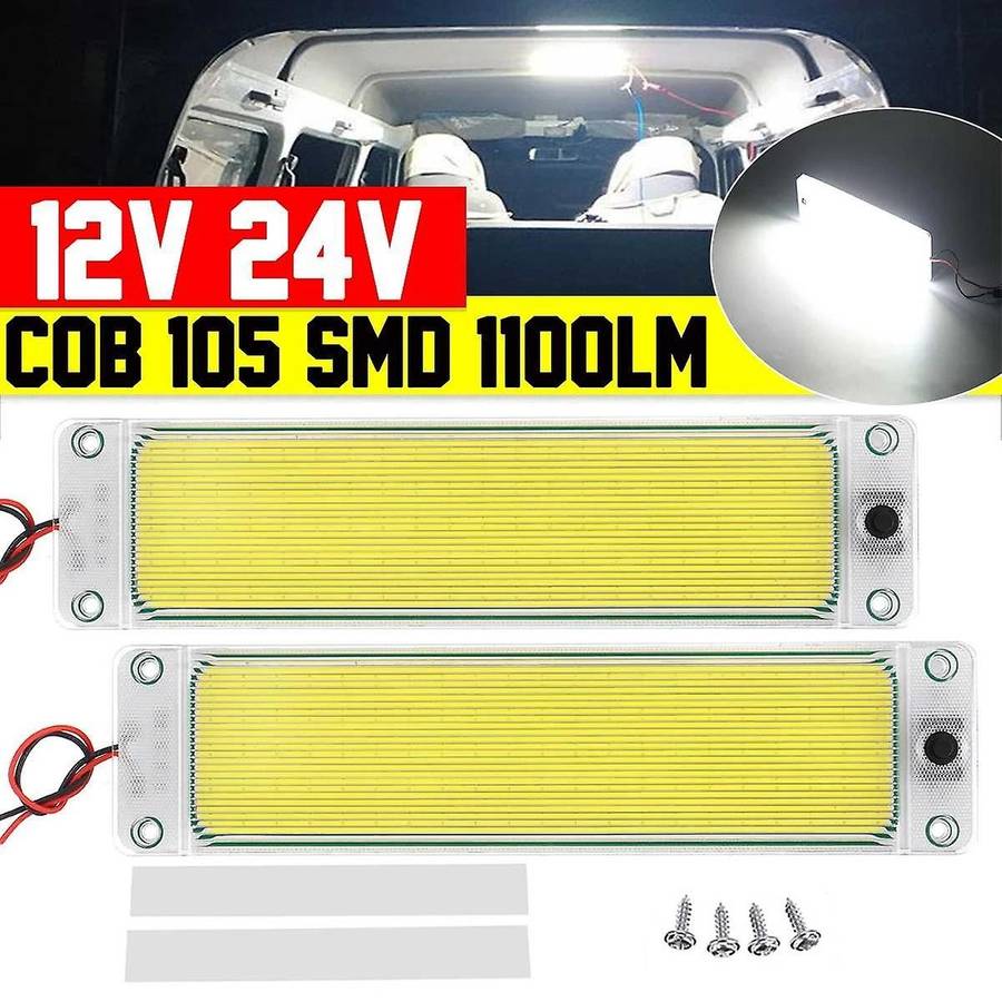 6Pcs 24V LED DRL COB Car Daytime Running Lights Reading Light LED Strip Light Fog Lamp 8000K RV Cara