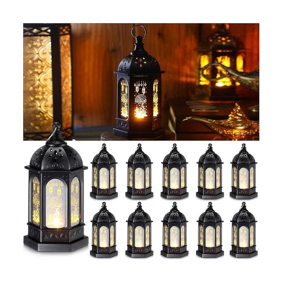 6pcs Mini Ramadan Candle Mubarak Lantern Led Eid Mubarak Lantern Moon Star Lights Centerpiece Decor