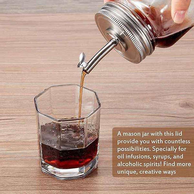 6Pcs Mason Jar Pour Spout Lid, Jar Oil Spout Lid Oil Pour Spout Dispenser with Caps Liquor Bottle Sp