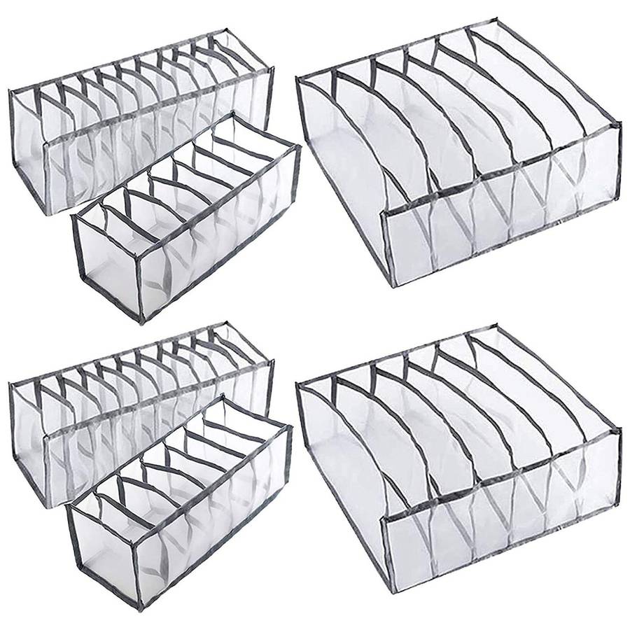 6pcs Underwear Drawer Organizer Foldable Closet Clothes Dividers Dresser Compartments Storage Box F