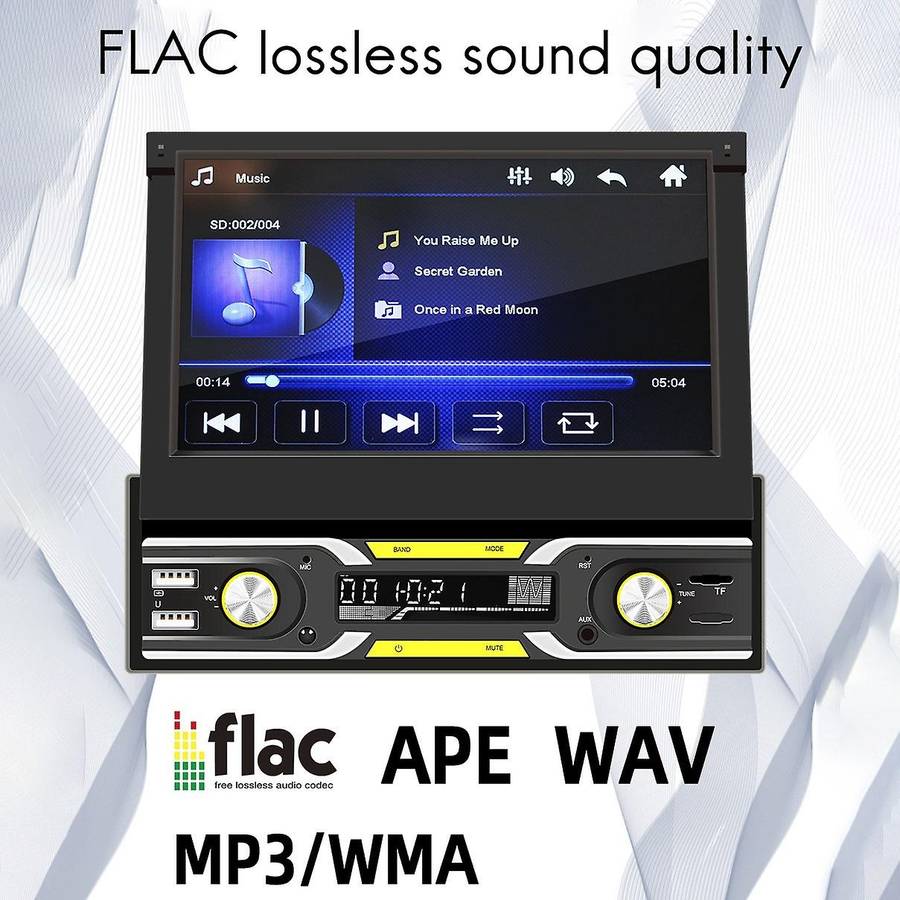 7 Inch 7-Color Light Car Radio Multimedia Video MP5 Player Retractable Display Bluetooth USB TF Card
