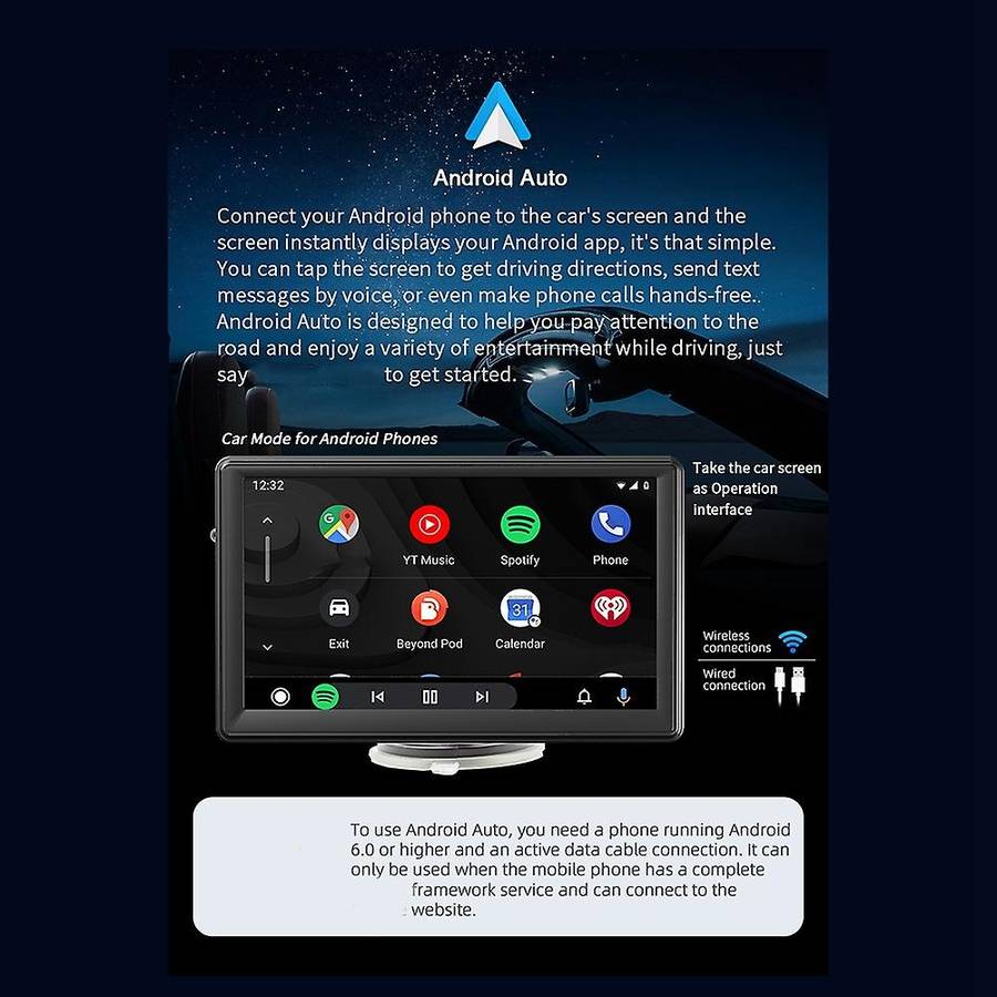 7 Inch Car Radio  Bluetooth Multimedia Player Wireless Carplay Android Auto Touch Screen for Atto 3