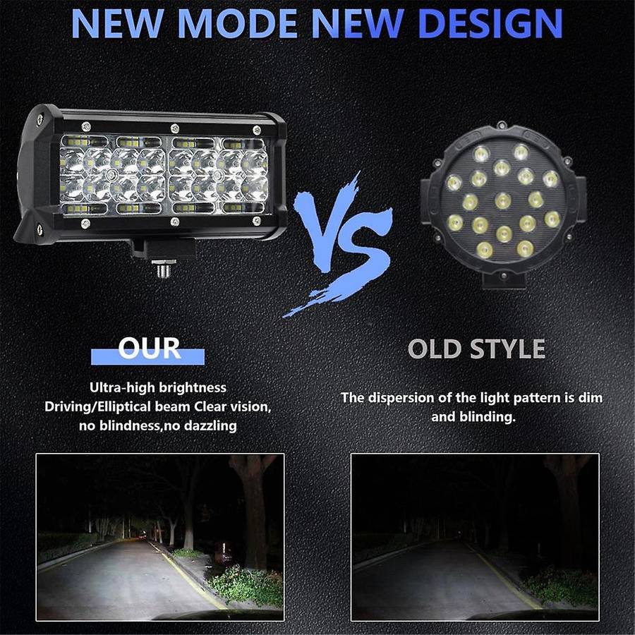 7 Inch LED Light Bar, 120W 12000Lm LED Pod Lights Work Lights, Spot Flood Combo Beam Off Road Light