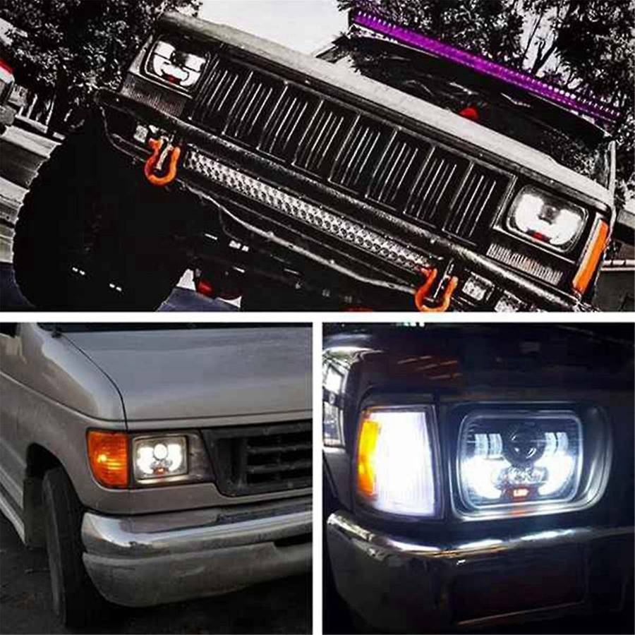 7 Inch Square Daytime Running Light Car Front Headlight Drl High Low Beam Flood Spotlights Led Work