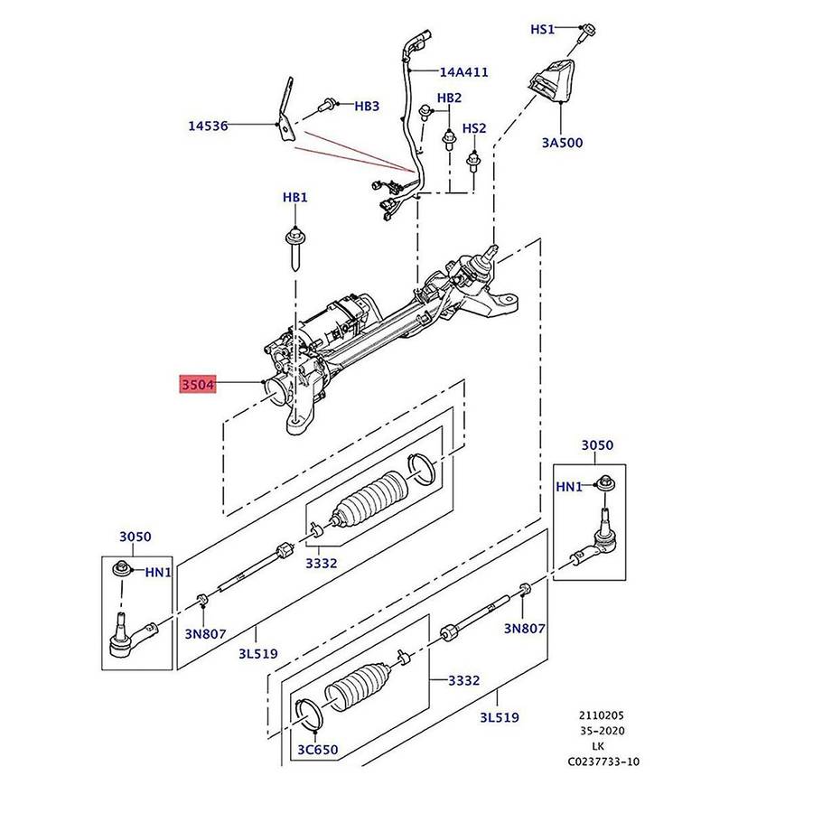 7806040564 Electric Steering Rack and Pinion Gear Belt for Land Rover Range Rover Evoque 2011-2019 H