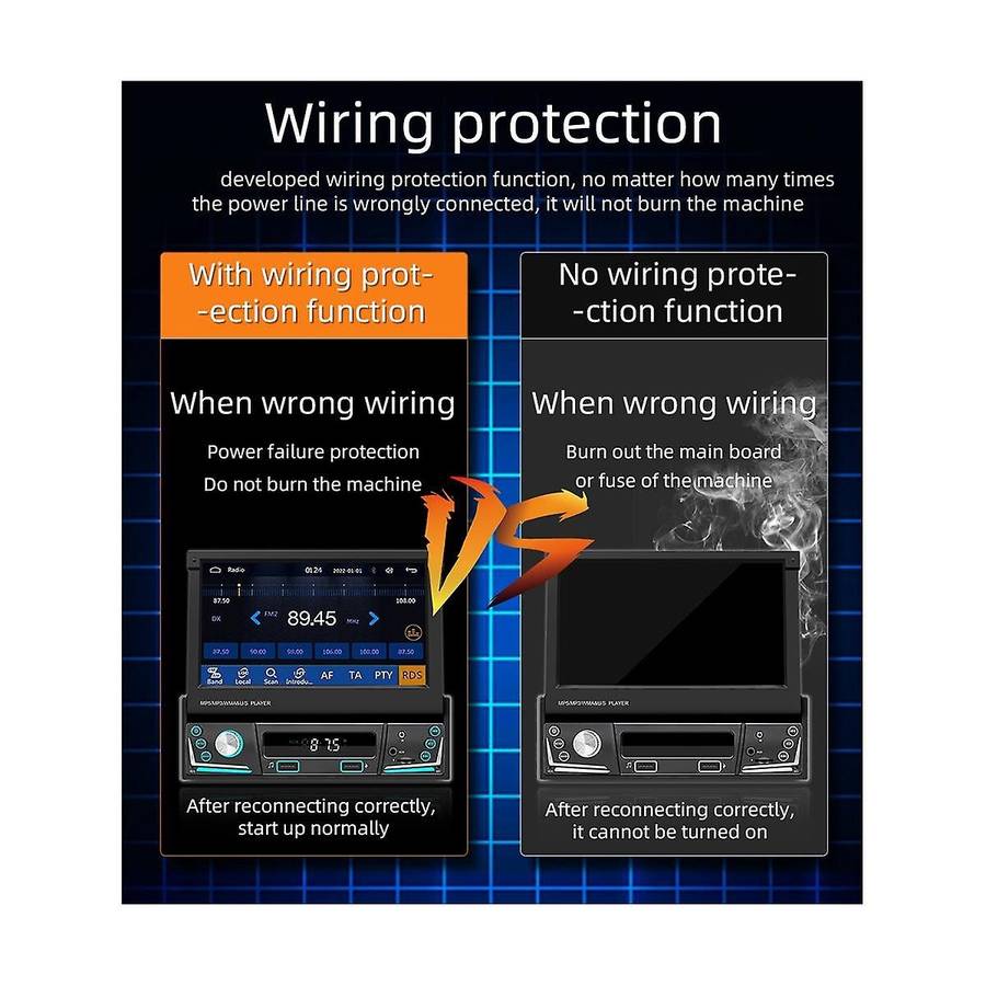 7inch Car Electric Telescopic Screen Wireless Carplay Android Auto Car Portable Radio Bluetooth Mp5