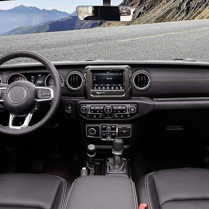 7-Inch Dashboard GPS Navigation Panel Frame Cover Trim ABS for 2018 2019 2020 2021 Wrangler JL JLU,