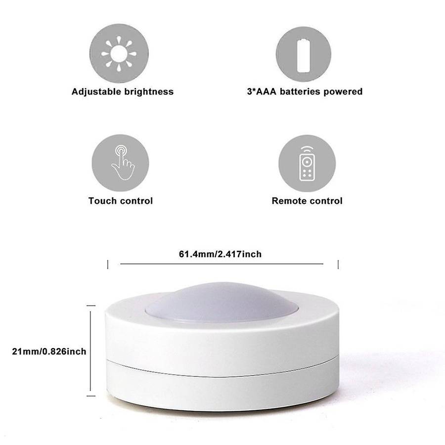 7PCS Dimmable Contact Sensor Under Cabinet Light LED Puck Lights Wireless Downlight Spotlights Hallw