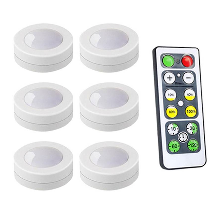 7PCS Dimmable Contact Sensor Under Cabinet Light LED Puck Lights Wireless Downlight Spotlights Hallw
