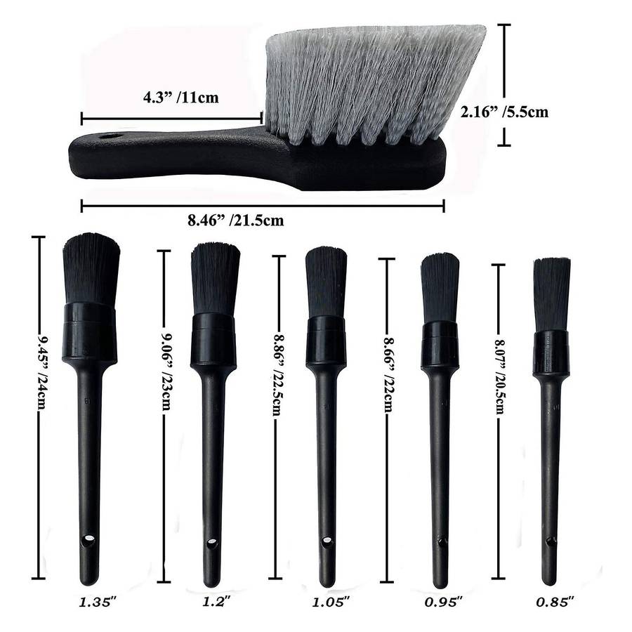 7Pcs Wheel & Tire Brush Car Detailing Kit Wash Detail Brush for Cleans Dirty Tires & Releases Dirt a