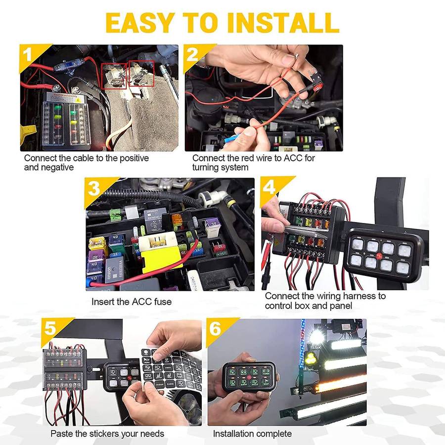 8 Gang Switch Panel Electronic Relay System Light Bar Switch Panel for Truck Car Offroad UTV Caravan
