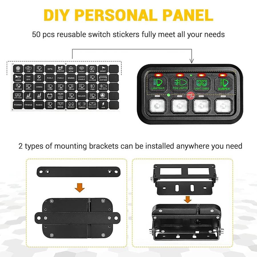 8 Gang Switch Panel Electronic Relay System Light Bar Switch Panel for Truck Car Offroad UTV Caravan