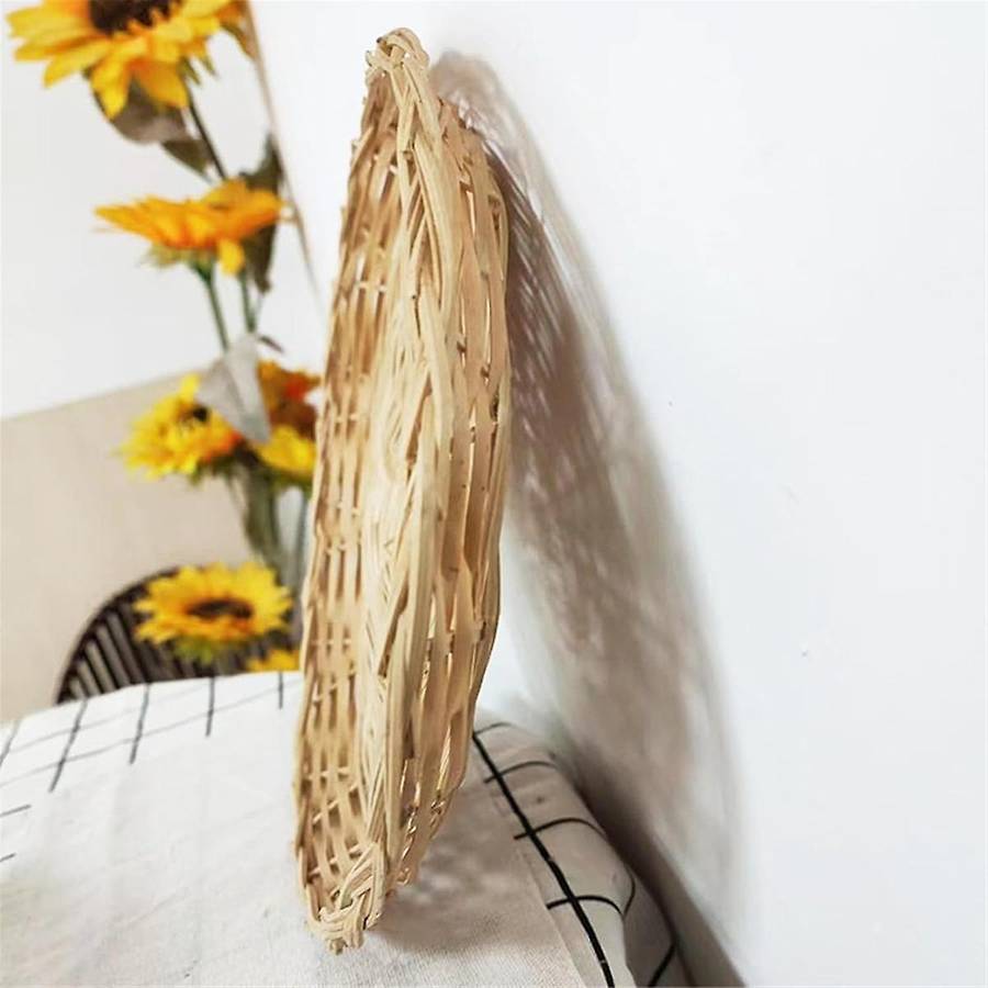 8 Pack Bamboo Paper Plate Holders, 10 Inches Reusable for Dinner Plates Hand Woven Wicker Paper Plat