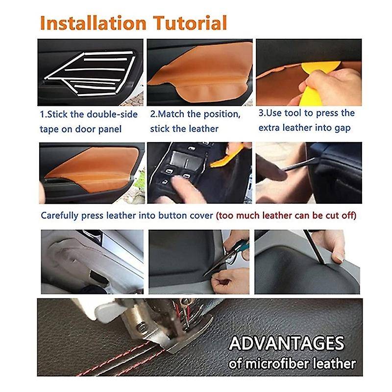 8 PCS Car Door Handle Armrest Panel Microfiber PU Leather Protective Cover Trim LHD for Golf 7 2014-