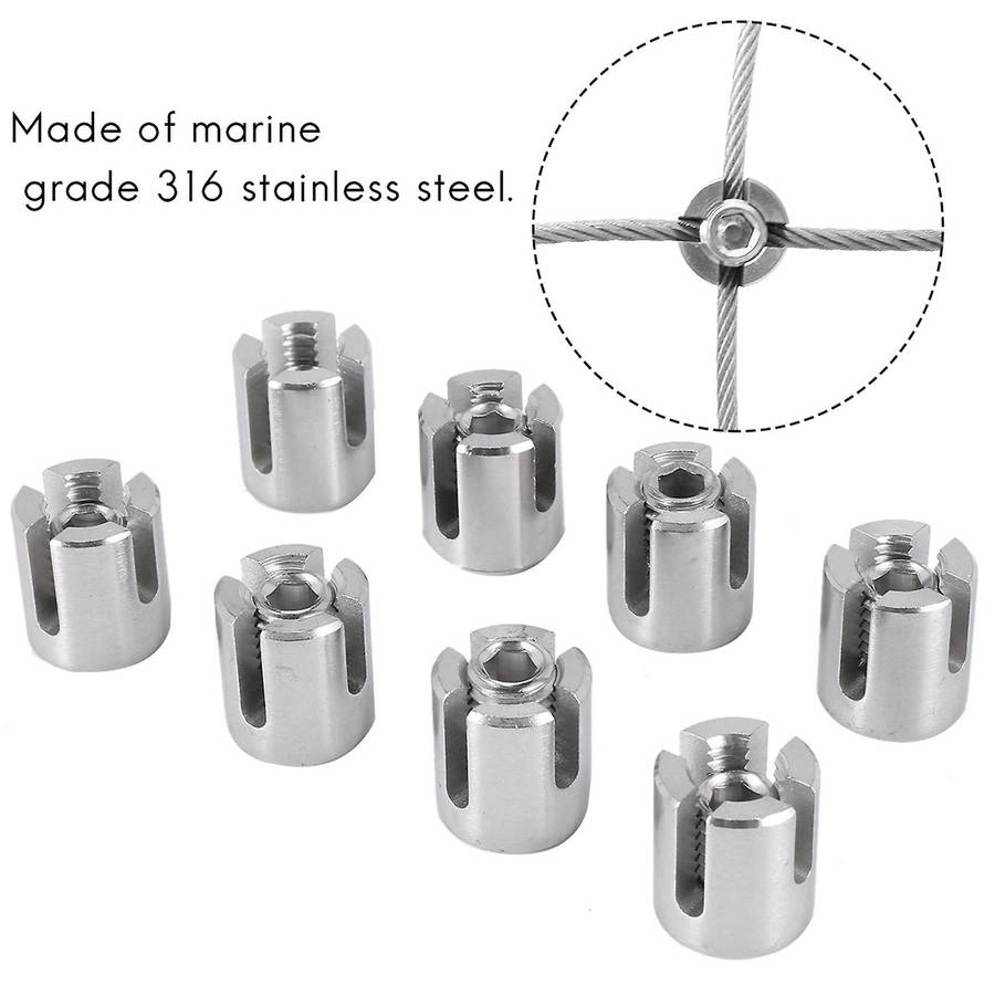 8 Pcs Stainless Steel Wire Rope Green Wall Trellis Fitting Clip 3mm Wire