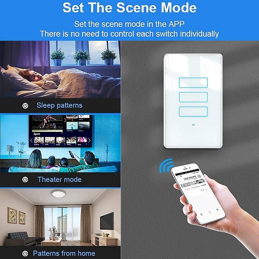 -801 Smart Touch Switch 3 Gang with Glass Screen Switch Smart Life Tuya Smart Control