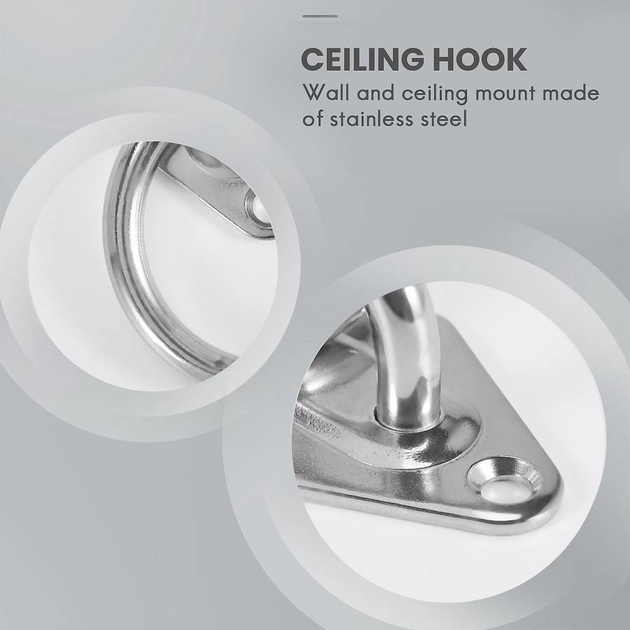 80Mmx50Mm Mounting Hook for Wall Or Ceiling with Round Ring Stainless Steel - Bracket / Attachment f