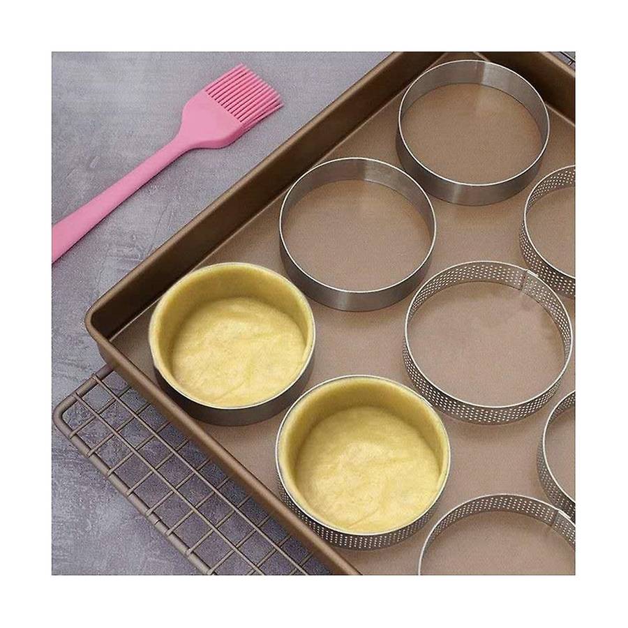 8cmTart Ring Stainless Steel Tartlet Mold Circle Cutter Pie Ring Heat Resistant Perforated Cake Mous