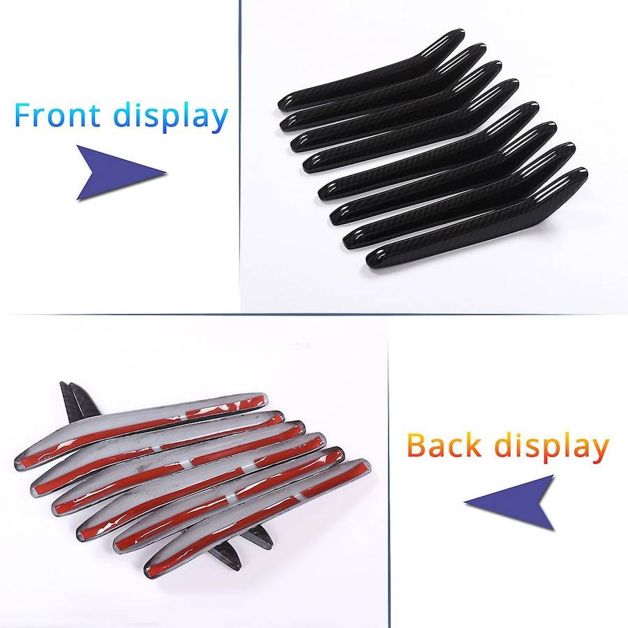 8Pcs Carbon Fiber Front Central Grill Grille Cover Molding Trim for 2016-2019