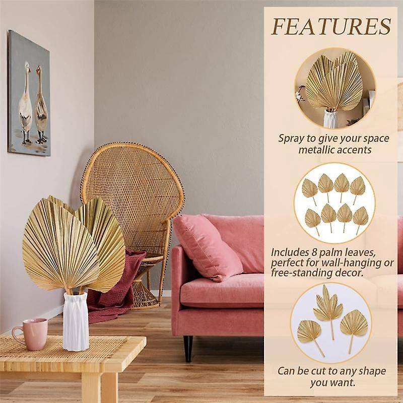 8PCS Dried Palm Leaves Decorations Trimmed Dried Palm Spear Palm Fans Tropical Dried Wedding Flower