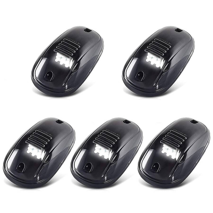 9 LED White Cab Roof Top Marker Running Clearance Light for Ram Trucks SUV POV Pickup, Black 5 PCS