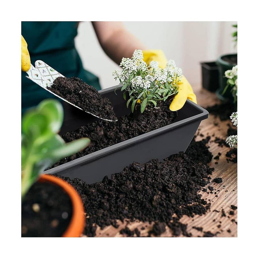 9 Pack Window Box Planter 17 Inch Black Plastic Vegetable Flower Planters Boxes Rectangular Flower