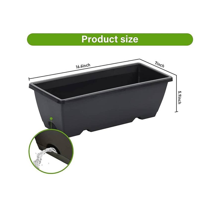 9 Pack Window Box Planter 17 Inch Black Plastic Vegetable Flower Planters Boxes Rectangular Flower