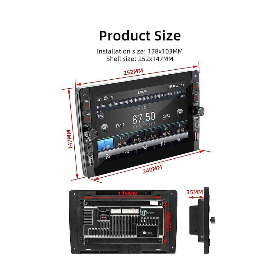 9inch Car Touch Screen Wireless Carplay Android Auto Car Portable Radio Bluetooth Mp5 Fm Receiver Th