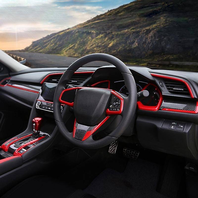 9Pcs Carbon Fiber Console Center Dashboard Cover Trim Decorative Stickers for 10Th 2016-2019 Car Acc