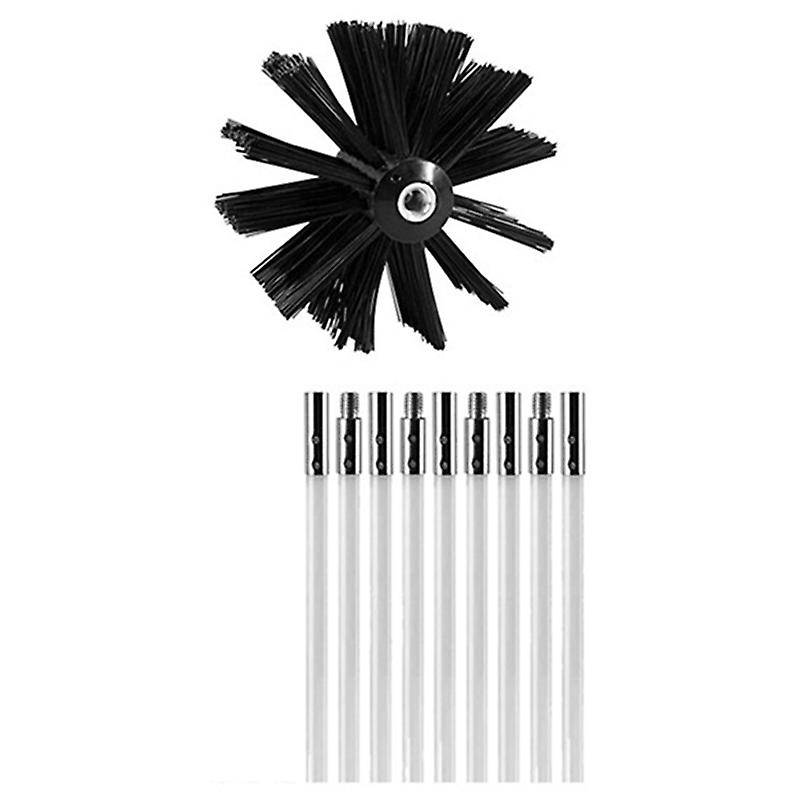 9Pcs Set Chimney Sweeping Brush, Flue Cleaning Brush and Rod Set, Cleaning Stick Set, Pipe Dredging
