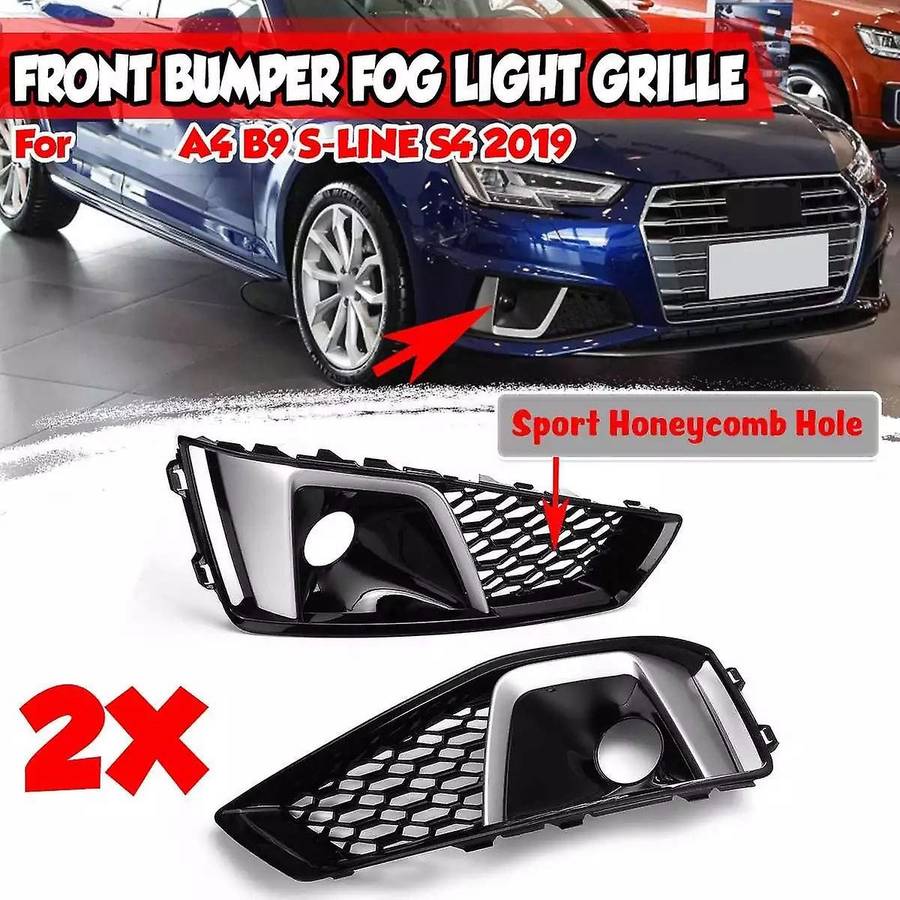 A Pair S-Lines S4 Car Front Bumper Fog Light Lamp Grill Grille Honeycomb for - A4 B9 S-LINES S4 2019