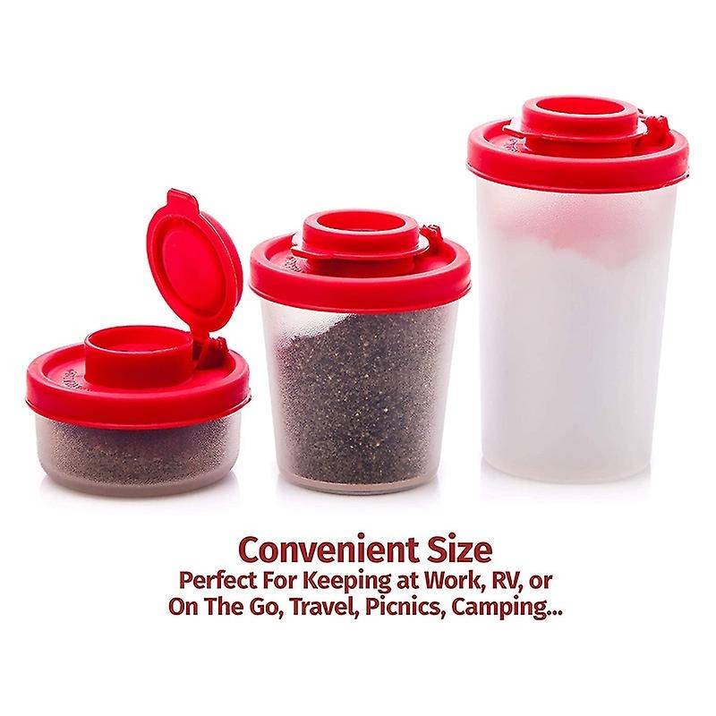 A Salt and Pepper Shakers Moisture Proof ,salt Shaker with Red Covers Plastic Airtight Spice Dispen