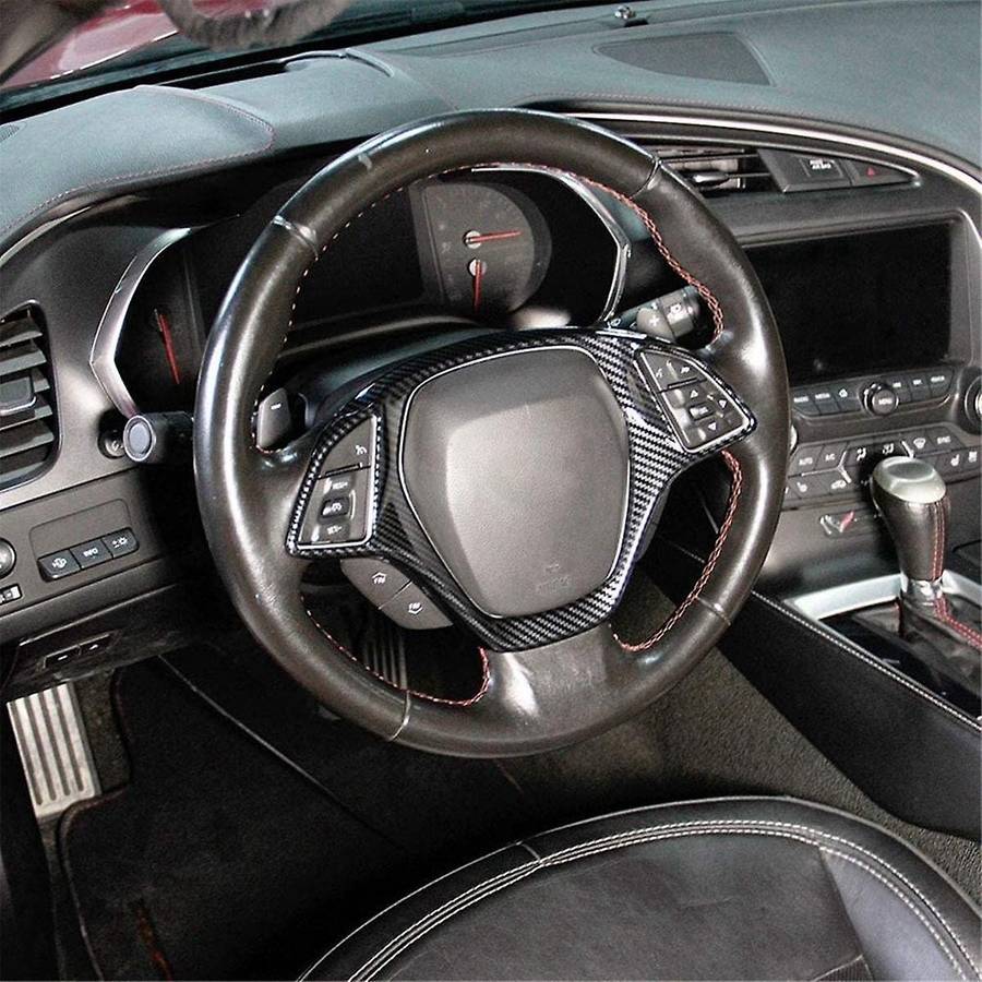 ABS Carbon Fiber Car Steering Wheel Panel Decoration Cover Trim Moulding Sticker for C7 2014-2019