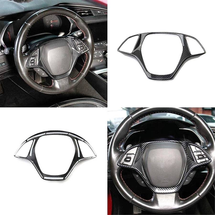 ABS Carbon Fiber Car Steering Wheel Panel Decoration Cover Trim Moulding Sticker for C7 2014-2019