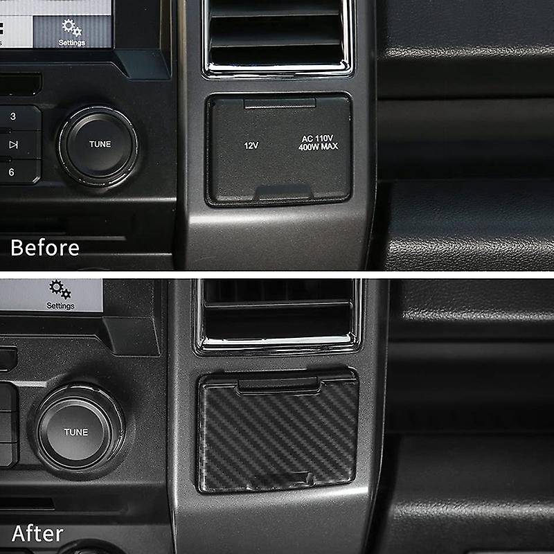 ABS Carbon Fiber Grain Central Electrical Outlet Socket Trim for 2015 2016 2017