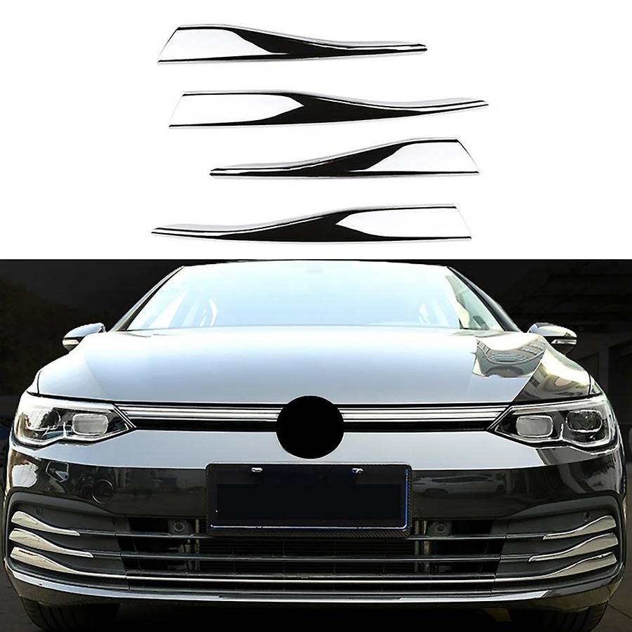 ABS Chrome Front Bumper Lower Grille Frame Fog Light Cover Trim for-Golf 8 MK8 Accessories 2020 2021