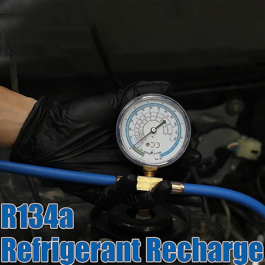 Acr134a Refrigerator Freon Recharge Kit Ac Charge Hose with Gauge, Piercing Can Tap and Self-sealing