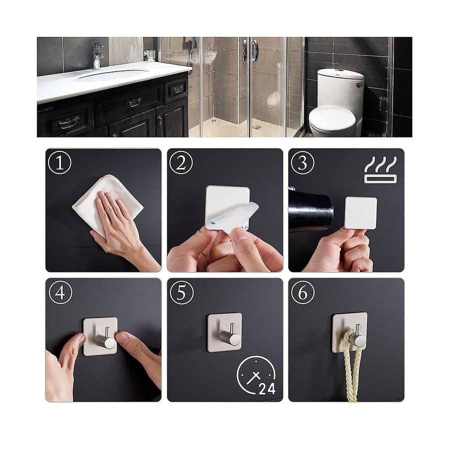 Adhesive Hooks Self -adhesive Hookswall Hook Stainless Steel for Bathroom and Kitchen
