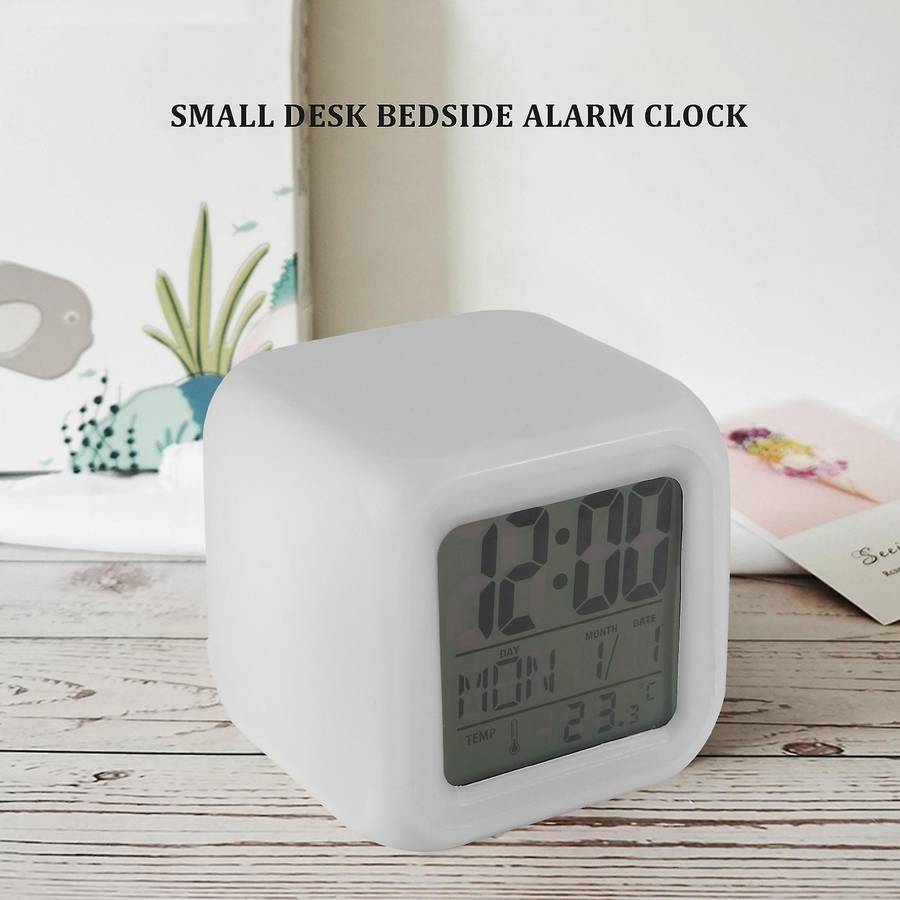 Alarm Clock Digital Travel for Bedroom Boy Girl,Small Desk Bedside Clocks,Display Time/Date LED Nig