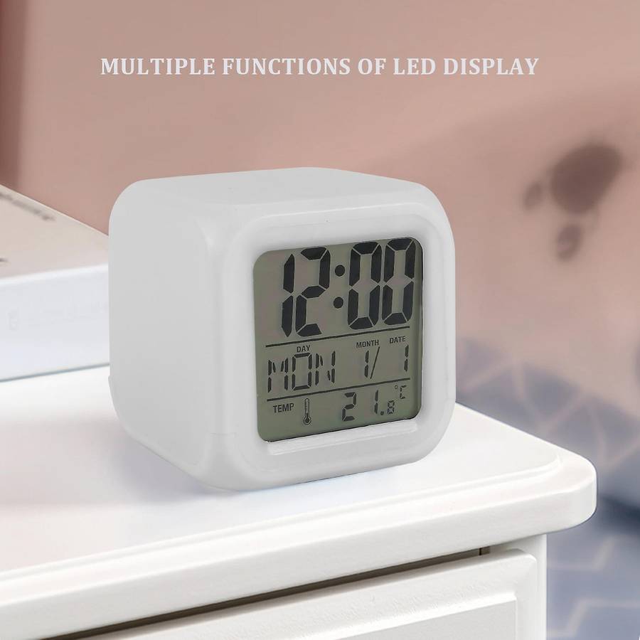 Alarm Clock Digital Travel for Bedroom Boy Girl,Small Desk Bedside Clocks,Display Time/Date LED Nig