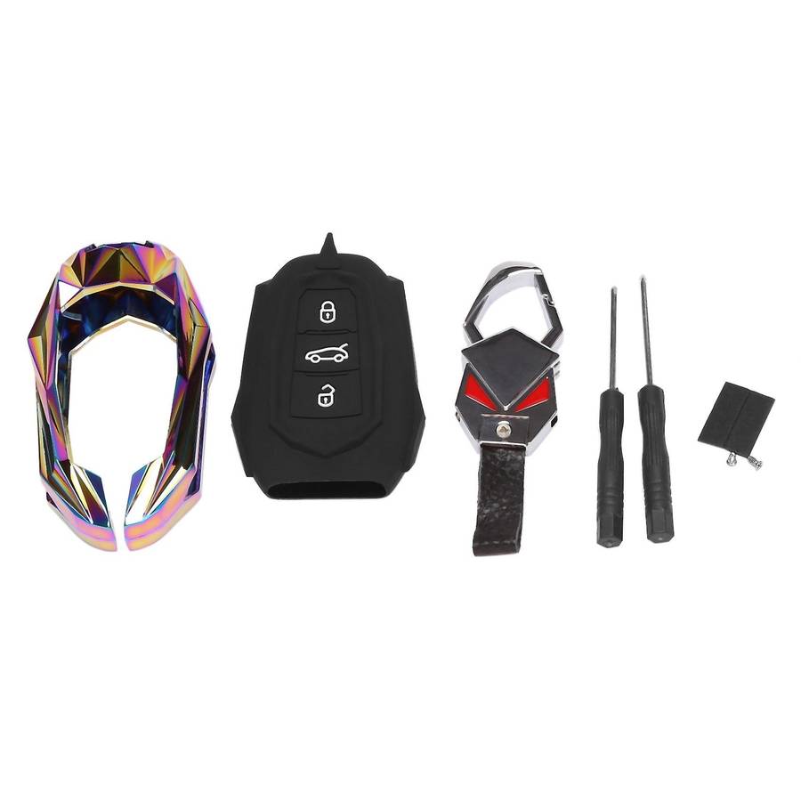 Alloy Silicone Car Key Cover Key Case for 408 508 2008 3008 4008 5008 C4 C4L C6 C3-XR Multicolor