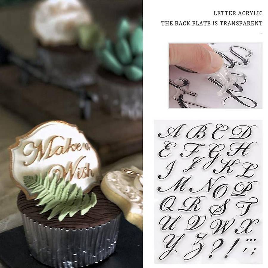 Alphabet Cake Stamp Tools, Fondant with Decorating Brushes,Numbers Fondant Mold for Cookie Cake Dec